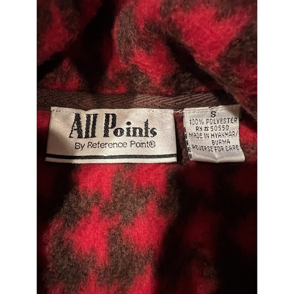 All Points By Reference Point Red & Black Houndstooth Fleece Jacket Size Small - Picture 6 of 7